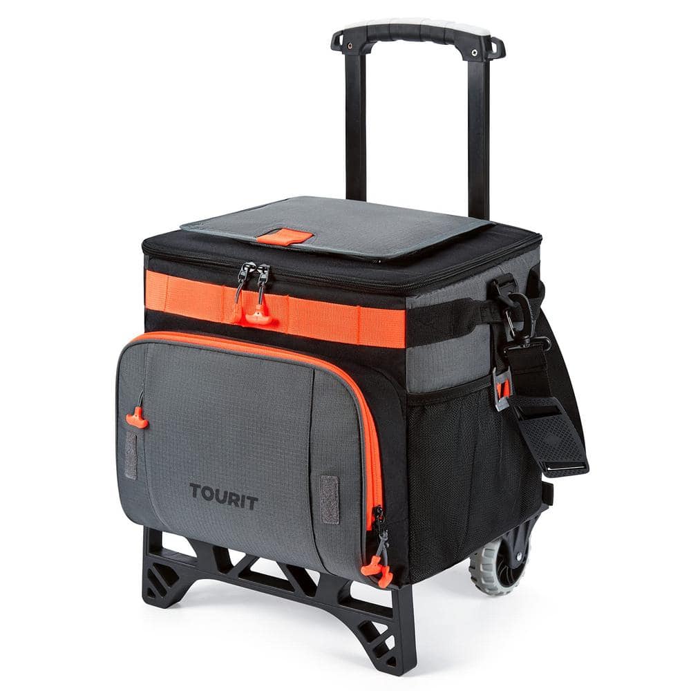 30 qt. Leakproof Insulated Soft-Side Cooler Bag with Wheels and All-Terrain Cart for Camping, Dark Gray and Orange price history on PriceWatchPro