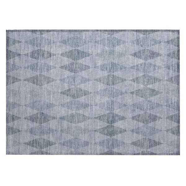 Denim Blue 2 ft. x 3 ft. Woven Geometric Rectangle Indoor/Outdoor Area Rug
