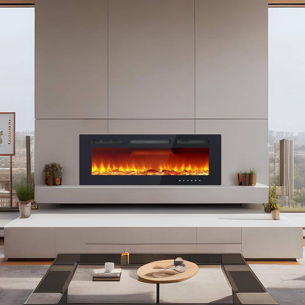 80 in. Recessed/Wall Mount Ventless Electric Fireplace Insert in Black with Remote Control and Timer price history on PriceWatchPro