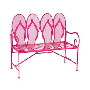 Flip Flop 45 in. Pink Metal Outdoor Garden Bench