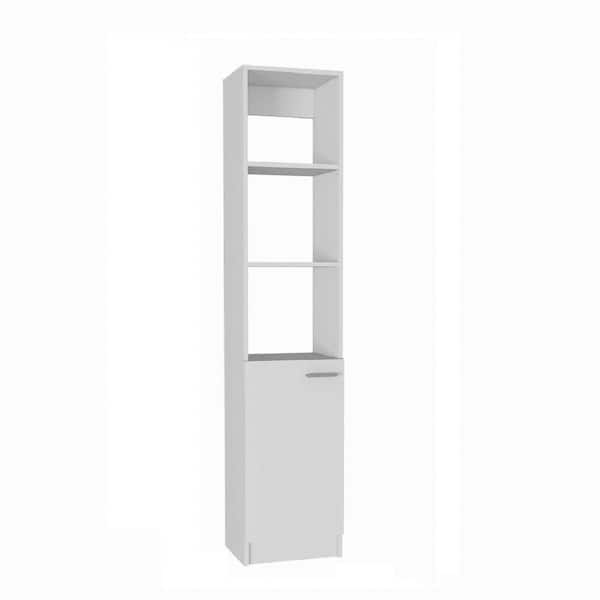 cadeninc 13.03 in. W x 10.4 in. D x 63.8 in. H White Linen Cabinet Storage Cabinet with 5 Shelves and 1 Door