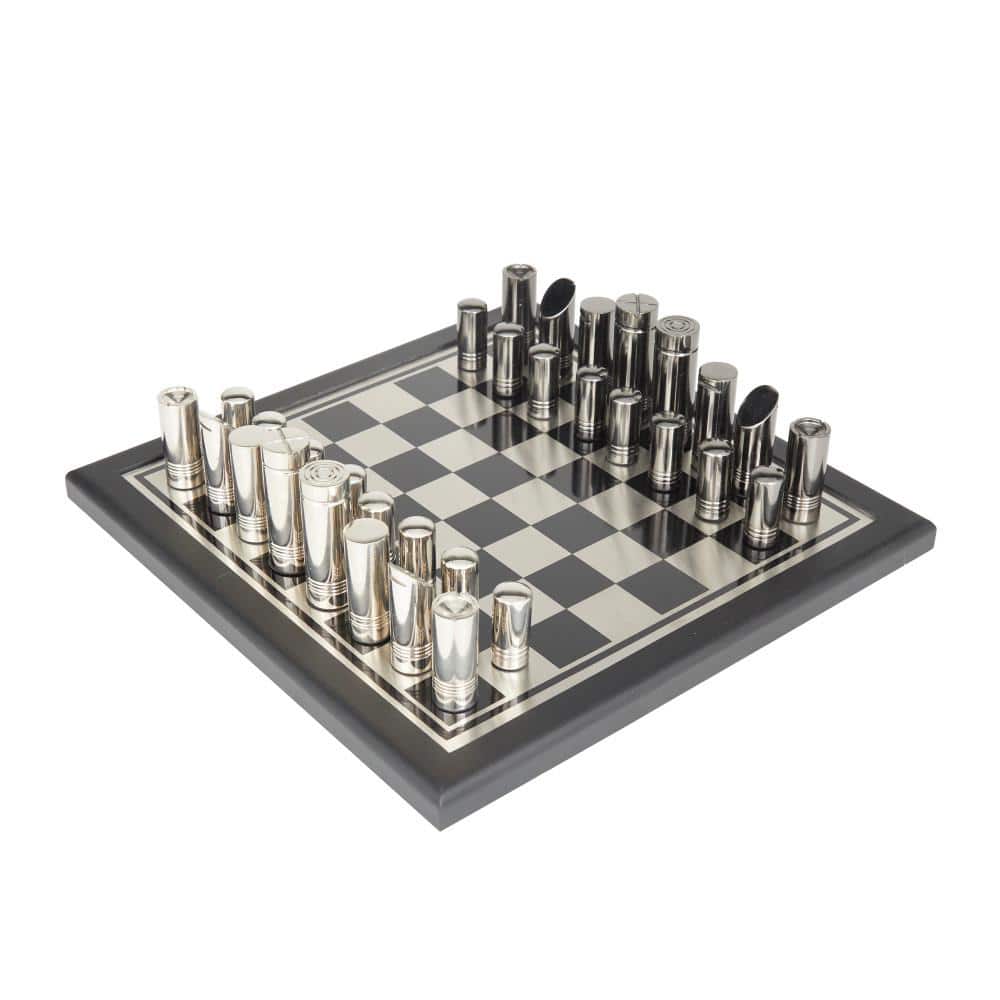 Novogratz Silver Aluminum Chess Game Set 041165 - The Home Depot