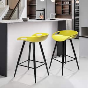 Fiyan 24 in. Mustard Yellow Backless Metal Counter Stool with PP Seat