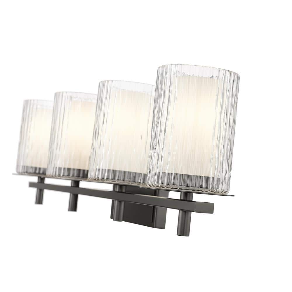 Matte Black 31" Cylinder Glass 4-Light Vanity Fixture