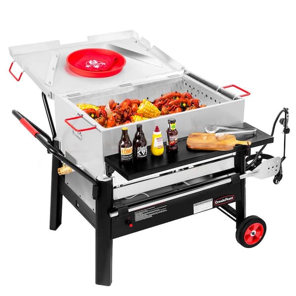 150 Qt. Double Sack Crawfish Boiler Outdoor Stove Propane Gas Grill Cooker in Black