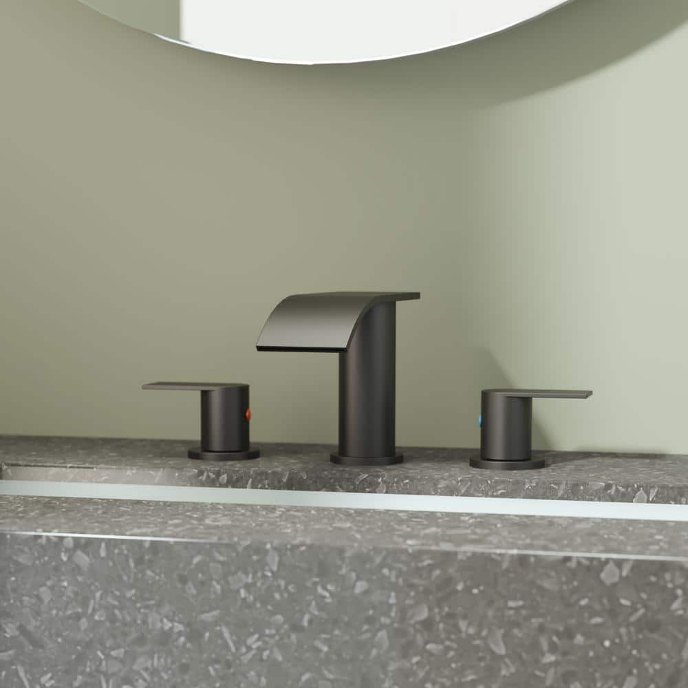 Matte Black Stainless Steel 8-Inch Widespread Bathroom Faucet