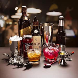 16-Piece Stainless Steel Bartender Kit - Bar Cocktail Shaker Set, 30oz Martini Shaker, Book, Muddler, Jigger and Pourers