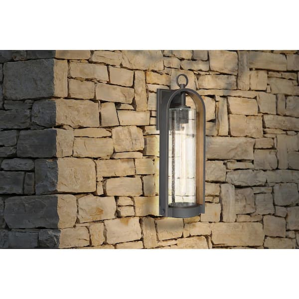 Kamstra 1-Light Oil Rubbed Bronze with Gold Highlights Outdoor Wall Lantern Sconce