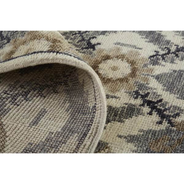 2 ft. x 8 ft. Gray, Ivory Floral Runner Rug