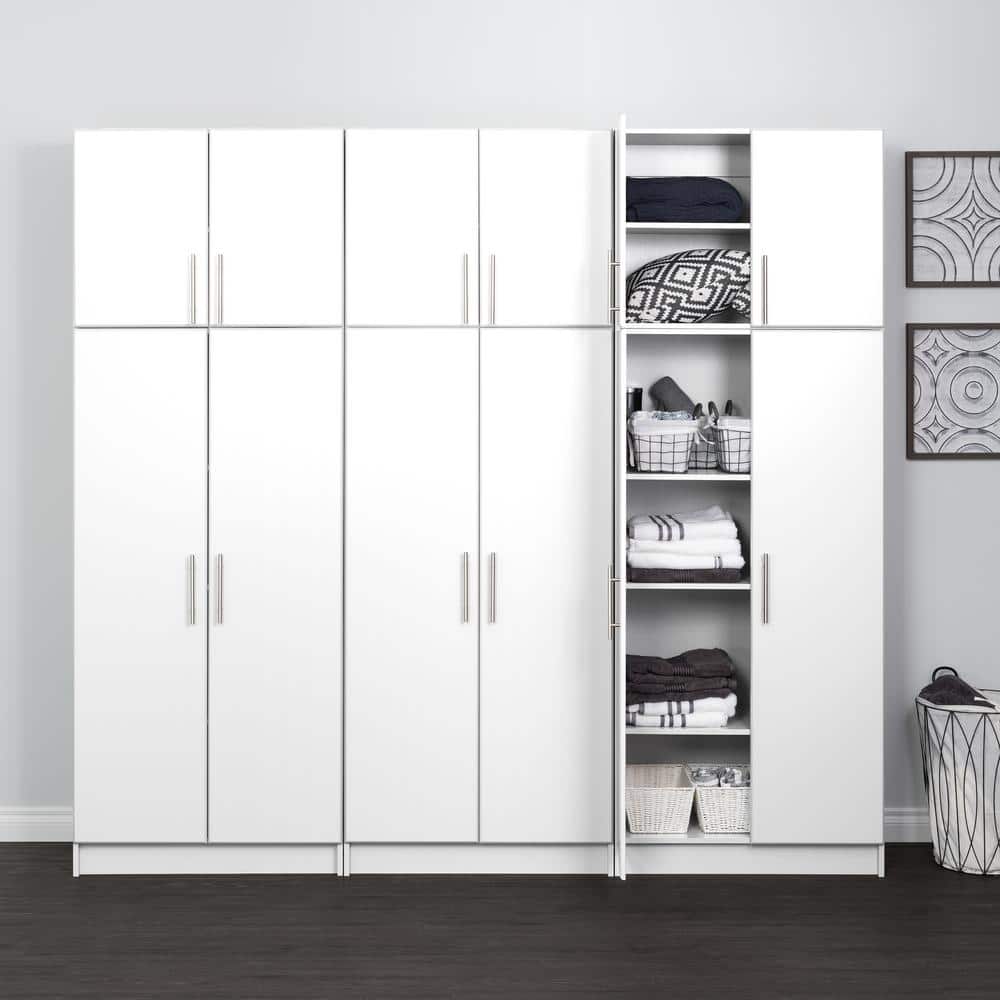 6 Piece Composite Garage Storage System, White Storage Cabinets With Doors For Garage