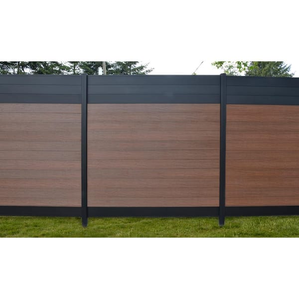 Euro Style 6 ft. H x 6 ft. W Black Top Black Rose Aluminum/Composite Horizontal Fence Section