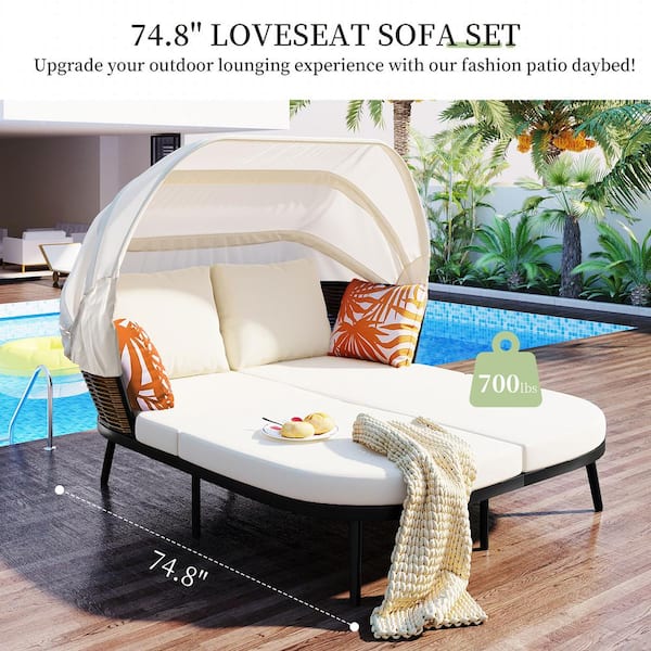 Patio Chair Outdoor Round Chaise Lounge Chair Outdoor Day Bed