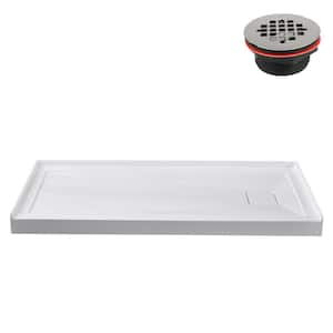 GB-532-132 60 in. L x 32 in. Alcove Acrylic Shower Pan Base in Glossy White with Right Drain, ABS Drain Included