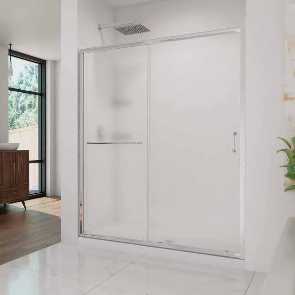 DreamLine Infinity-Z 34 in. x 60 in. Frameless Sliding Shower Kit Door in Chrome with Center Drain Base and Backwalls