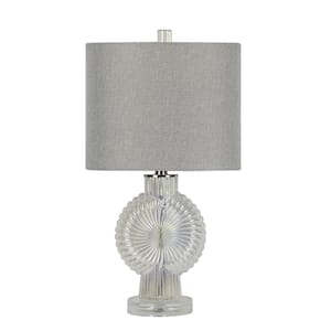 22 in. Clear Sunburst Crystal Indoor Table Lamp with Decorator Shade