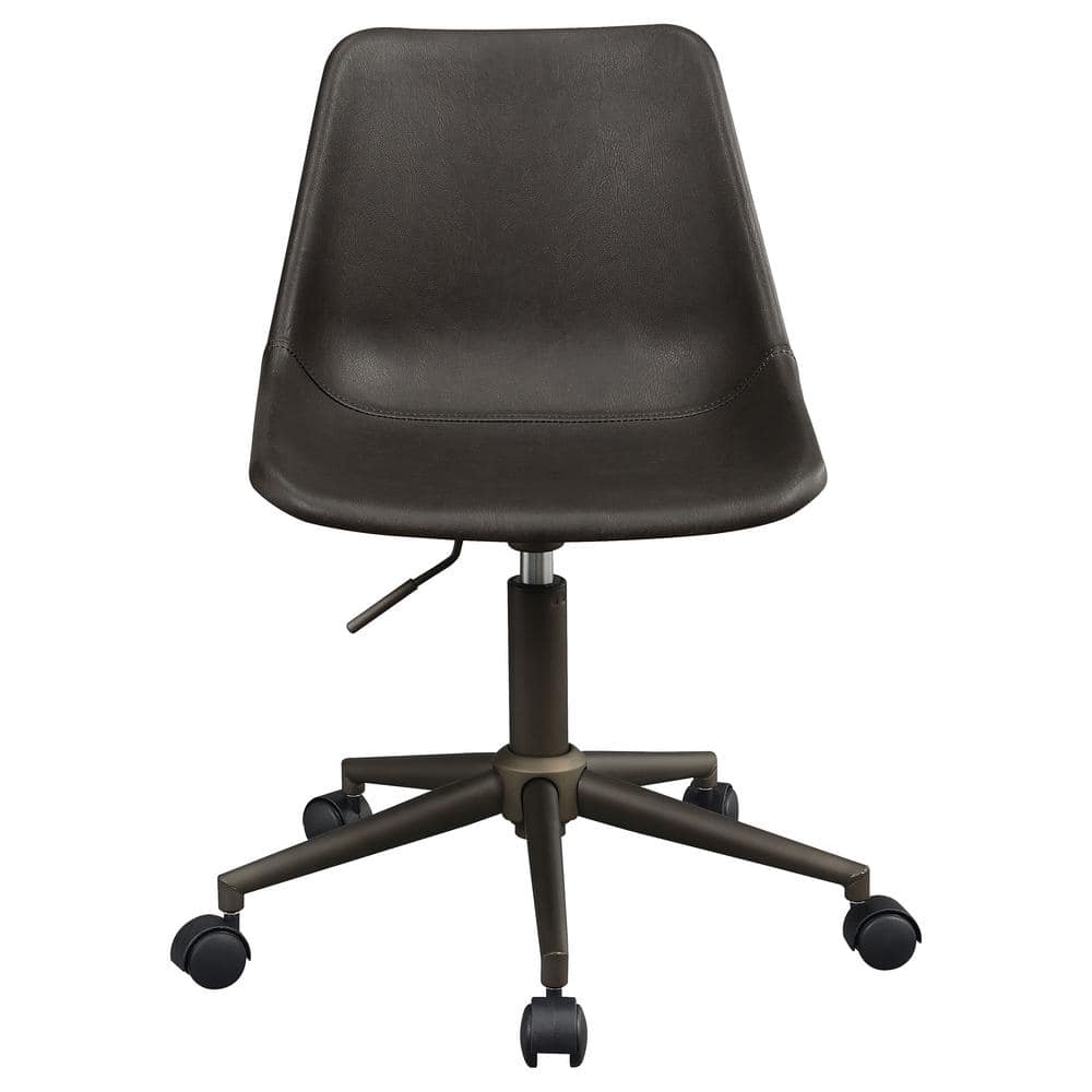 Contemporary Brown Fabric and Rustic Taupe Metal Desk Chair