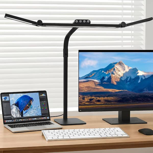 29.5 in. Black Plug-In LED Desk Lamp, Adjustable Gooseneck Swing Arm, Dimmable Architect (2700K-6500K)