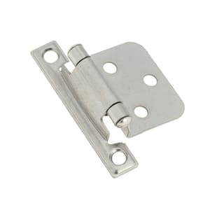 Variable Overlay Brushed Nickel Semi-Concealed Self-Closing Square-Edged for Face Frame Cabinet Hinge (2-Pack)