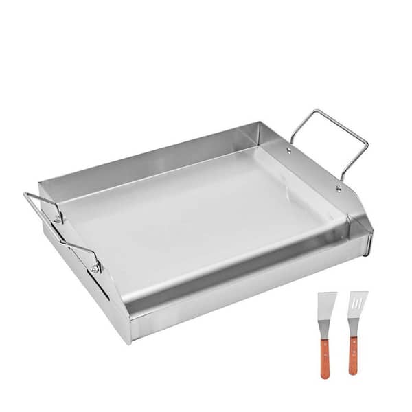 SKYSHALO Stainless Steel Griddle, 17x13 in. Universal Flat Top Rectangular Plate, Gas Grill Griddle for BBQ Grill, Teppanyaki