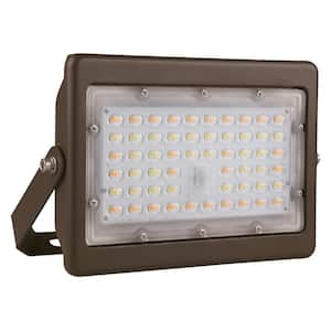 Atlas 50-Watt Bronze Outdoor Integrated LED Flood Light 6800 Lumens Adjustable CCT 3000K-4000K-5000K U-Bracket Mount