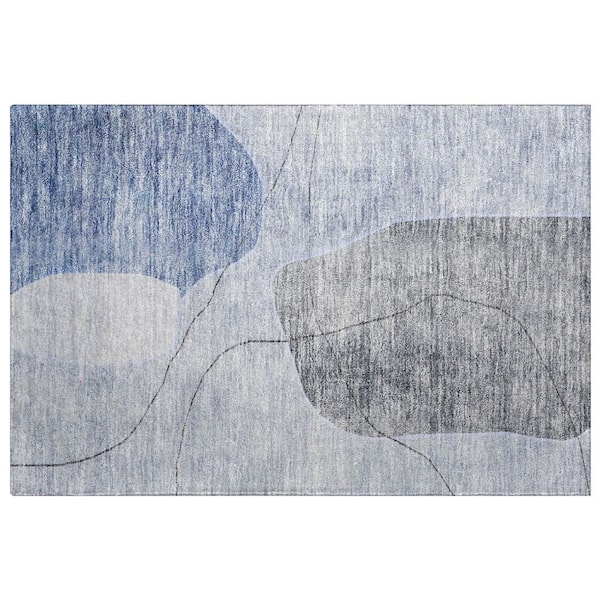 Dream Shag Premium Machine Washable Abstract ADS672 Blue 2 ft. x 3 ft. Accent Rug