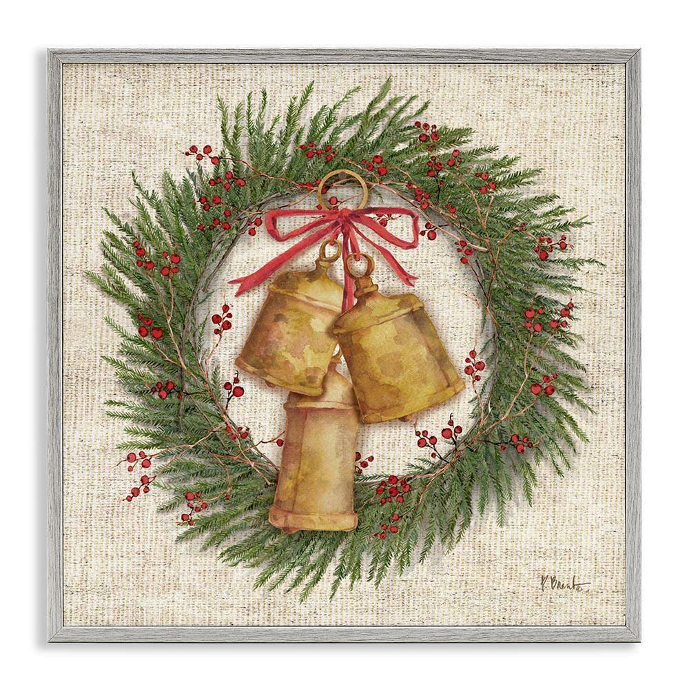 Festive Bells Wreath by Paul Brent Gray Framed Nature Giclee Art Print 24 in. x 24 in. price history on PriceWatchPro