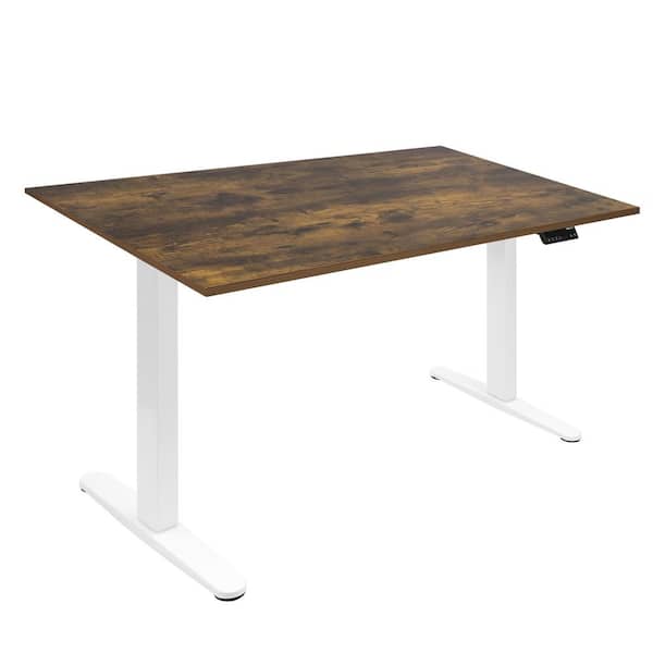mount-it! Electrical 55 in. Rectangular Oak MDF Desk with Anti-Collision Ultra Quiet Dual Motor 2-Stage Telescoping Legs