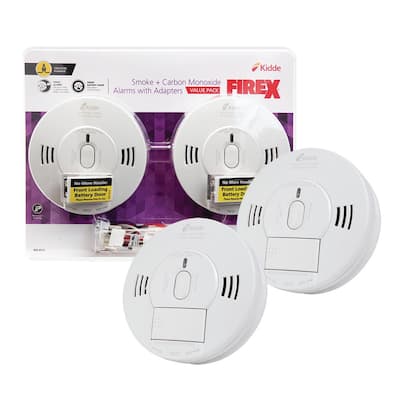 Firex Smoke and Carbon Monoxide Detector, Hardwired with Battery Backup and Voice Alarm, Adapters Included, 2-Pack