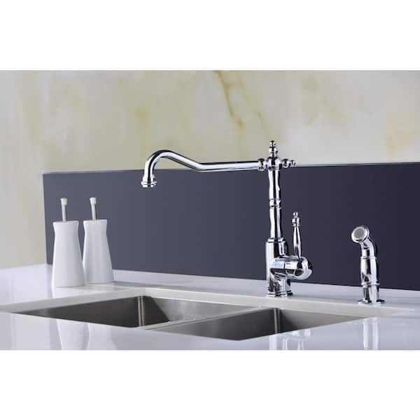 Locke Single-Handle Standard Kitchen Faucet with Side Sprayer in Polished Chrome