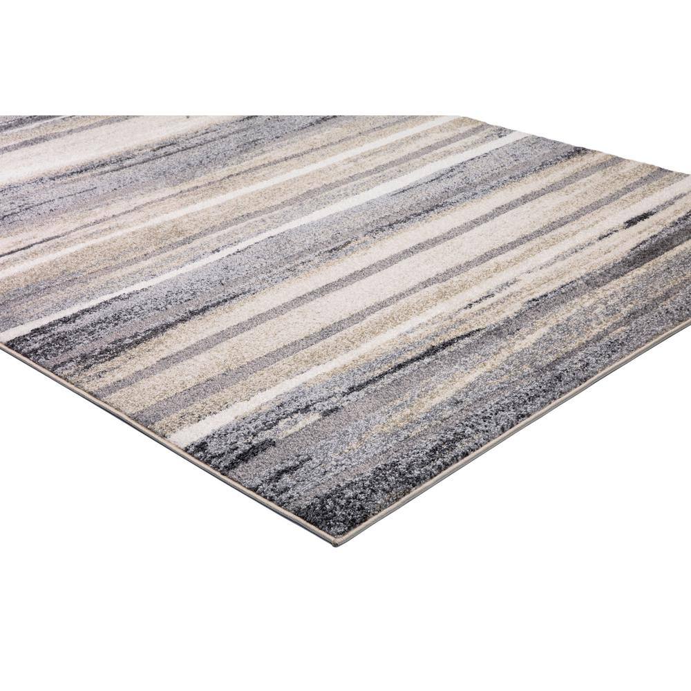 Charlotte Soft Gray and Beige Striped Medium Pile Area Rug
