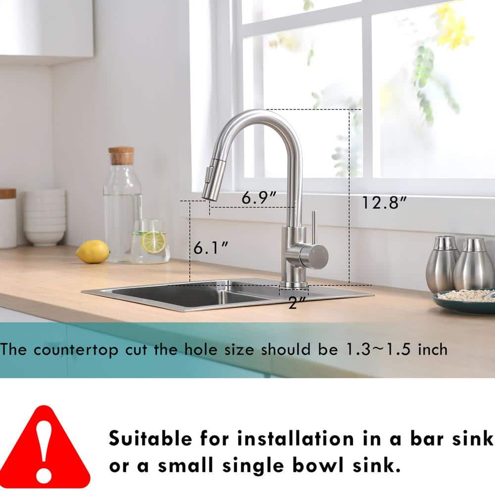 Brushed Nickel Single Handle Pull Down Kitchen Faucet