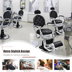 Black Barber Chair Salon Chair Hydraulic Recline Beauty Spa Styling Equipment