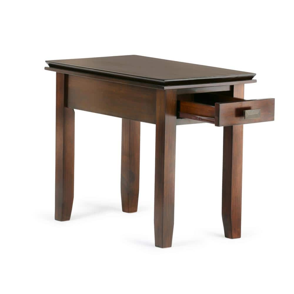 Artisan Russet Brown Wood Narrow End Table with Drawer
