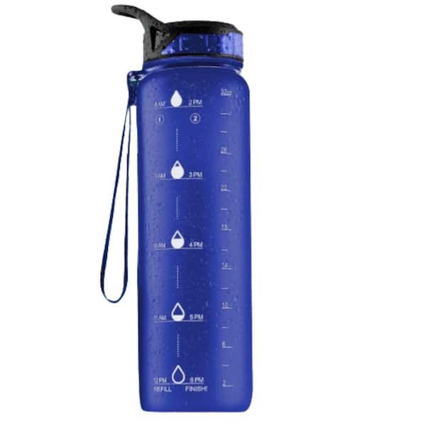 Zulay Kitchen 32 oz. Tritan Plastic Water Bottle with Time Marker - Blue