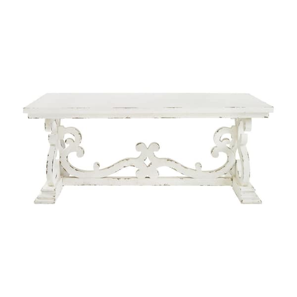 Powell Company Lucas 60 in. Distressed White Standard Rectangle Wood Console Table