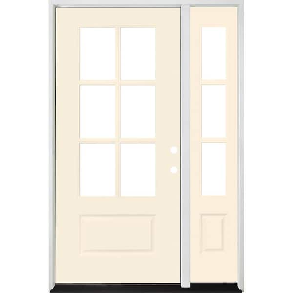 Steves & Sons Legacy 49 in. x 80 in. 3/4-6-Lite Clear Glass LHIS Primed Linen Finish Fiberglass Prehung Front Door with 10 in. SL