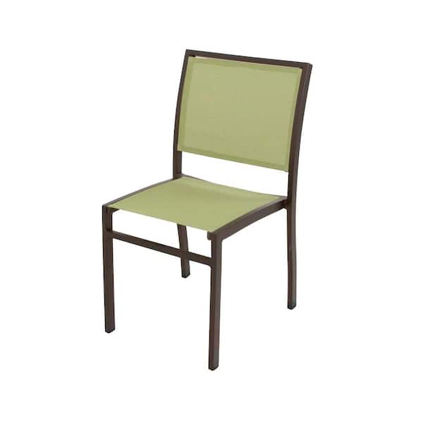 POLYWOOD Bayline Textured Bronze All-Weather Plastic/Sling Outdoor Dining Side Chair in Kiwi