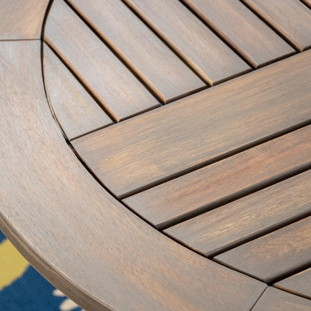 Calm Gray Acacia Wood Oval Outdoor Dining Table for 6