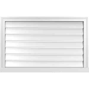 38" x 24" Vertical Surface Mount PVC Gable Vent: Functional with Brickmould Sill Frame
