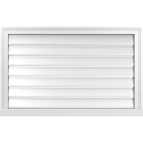 Ekena Millwork 38" x 24" Vertical Surface Mount PVC Gable Vent: Functional with Brickmould Sill Frame