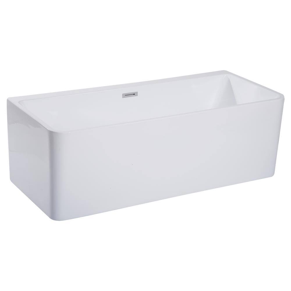 67'' White Freestanding Acrylic Soaking Bathtub