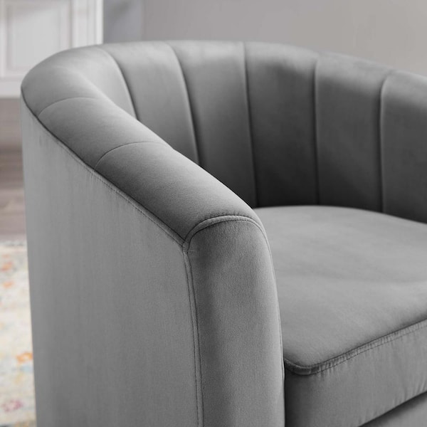 Prospect Light Gray Performance Velvet Swivel Armchair