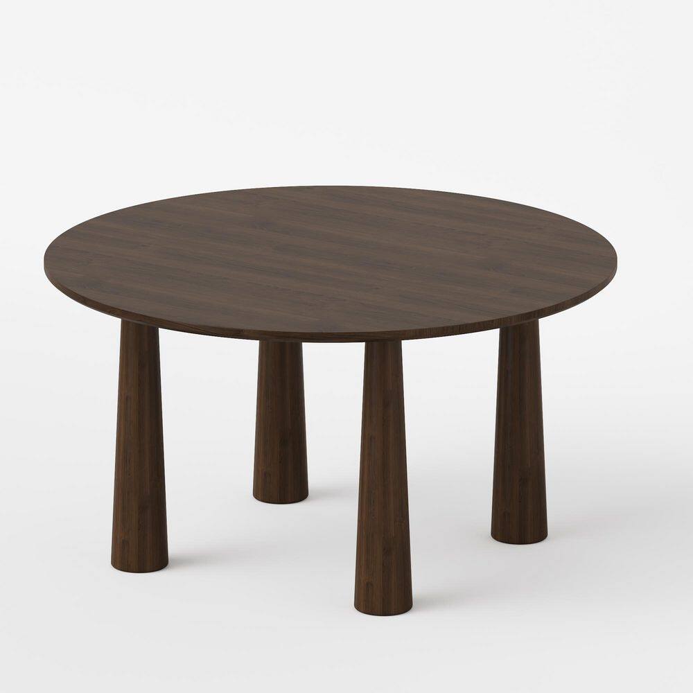 Round Walnut Solid Wood 59 in. Kitchen Tables 4 Legs Dining Table Seats 8