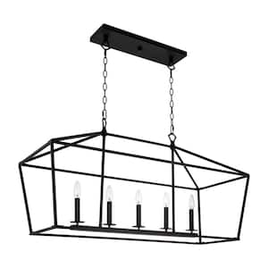 Burke 60-Watt 5-Light Black Modern Island Pendant Light, No Bulb Included