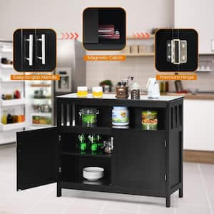 Black Kitchen Buffet Server Sideboard Storage Cabinet