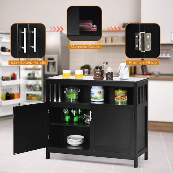 Black Kitchen Buffet Server Sideboard Storage Cabinet