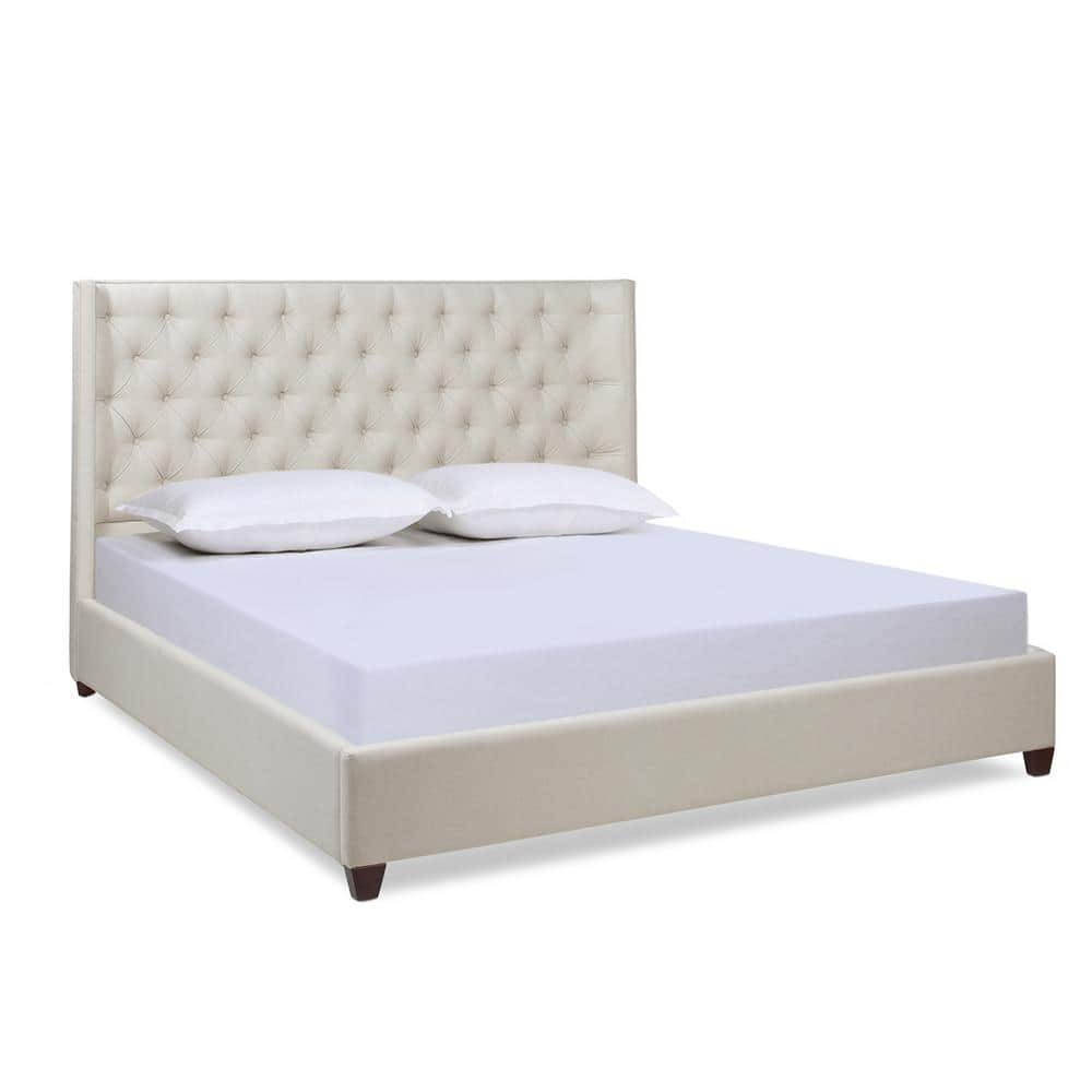 Jennifer Taylor Manhattan Shelter King Platform Bed Frame Light Beige Linen 52152 4 MLB 1 The Home Depot