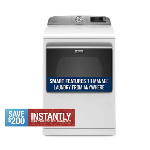 7.4 cu. ft. 120-Volt Smart Capable White Gas Vented Dryer with Steam and Hamper Door, ENERGY STAR