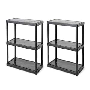 Gracious Living 4-Shelf Fixed Height Solid Organizing Storage Unit (2 Pack), Black