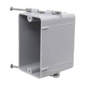 New Work 1-Gang 18 cu. in. Nail-on Electrical Outlet Box and Switch Box with Knockouts, Gray